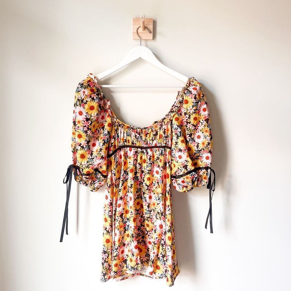 New For Love & Lemons Sylvia Puff Sleeve Mini Dress Size S - Picture 11 of 15